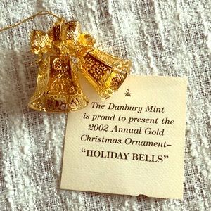 VINTAGE Danbury Mint 2002 Gold Holiday Bells